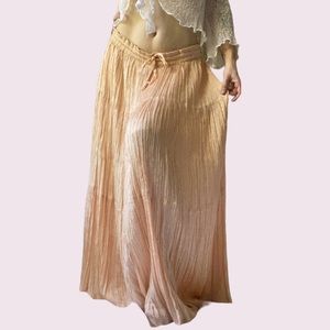 Y2K Low Rise Tiered Maxi Skirt in Peach OSFM